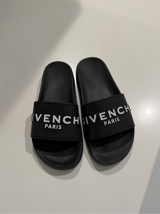 Givenchy Shoes - Givenchy Black Slide Sandals with White Logo
